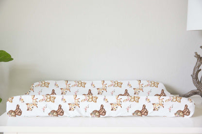 Woodland Animals Changing Pad Cover, Forest Animals Nursery Decor - Forest Friends