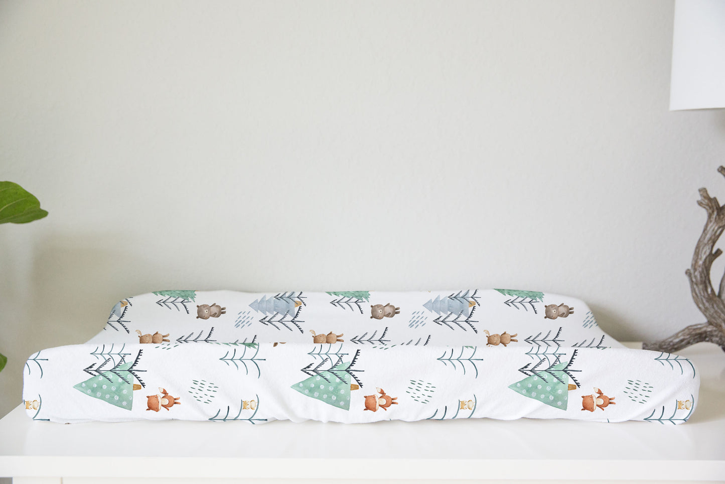 Scandinavian Woodland Changing Pad Cover | Forest Animals Nursery Decor - Scandi Woodland