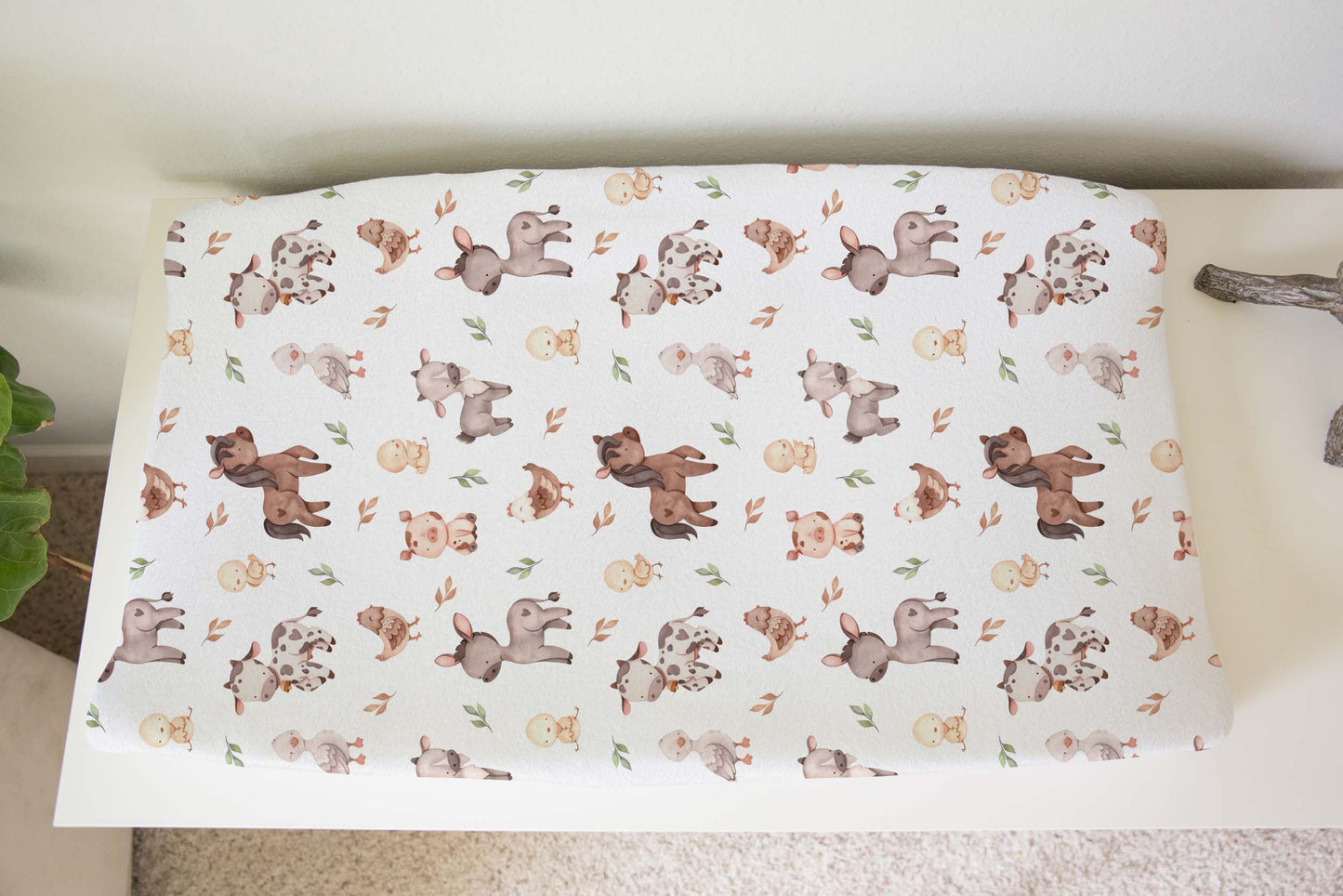 Farm Animals Changing Pad Cover, Barnyard Nursery Decor - Lovely Farm