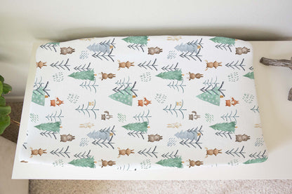 Scandinavian Woodland Changing Pad Cover | Forest Animals Nursery Decor - Scandi Woodland