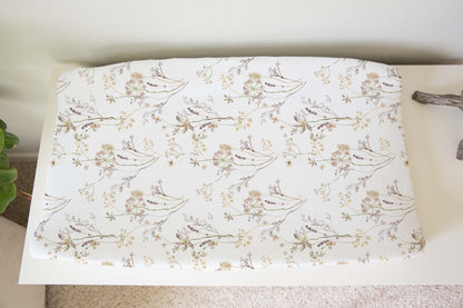 Wild Flowers Changing Pad Cover, Boho Floral Changing pad - Mustard Wildflowers