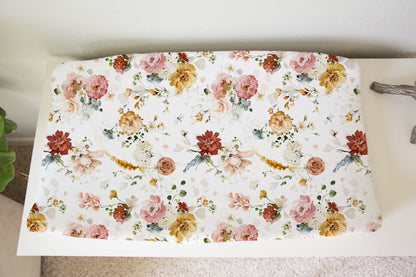 Wild Flowers Changing Pad, Boho Floral Nursery Bedding - Vintage Garden