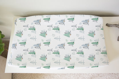 Scandinavian Pine trees Changing pad cover, Forest Nursery Decor - Scandi Woodland