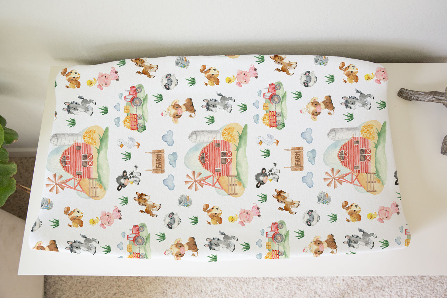 Farm Changing Pad Cover, Barnyard Nursery Decor - Farm Babies