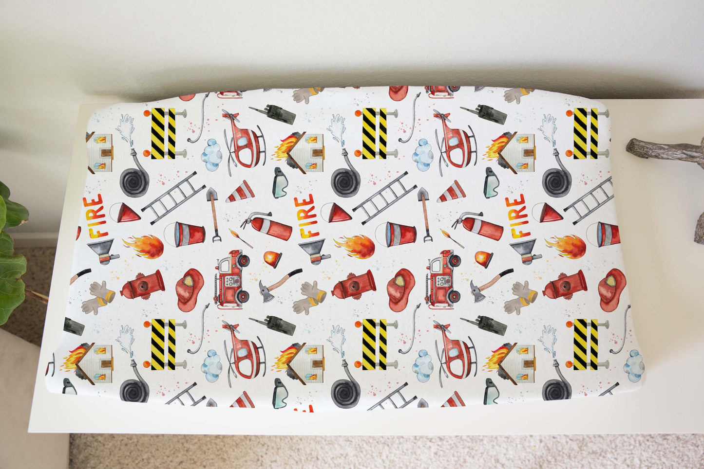 Fireman Changing Pad Cover, Firefighter nursery decor - Little Hero