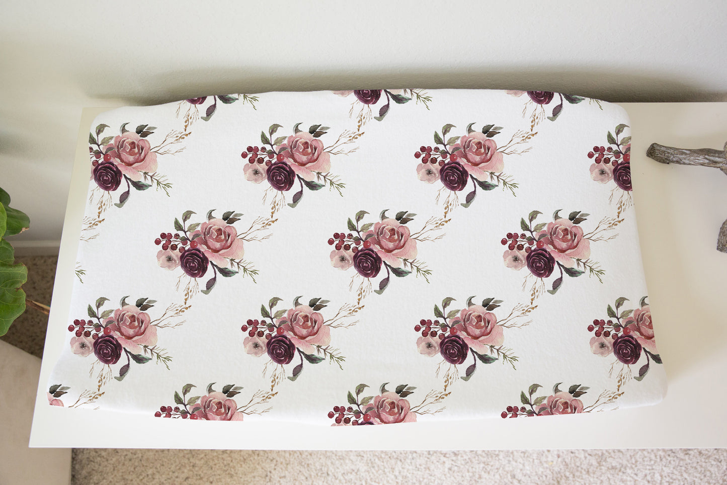 Roses Floral Changing Pad Cover - Rose Bloom