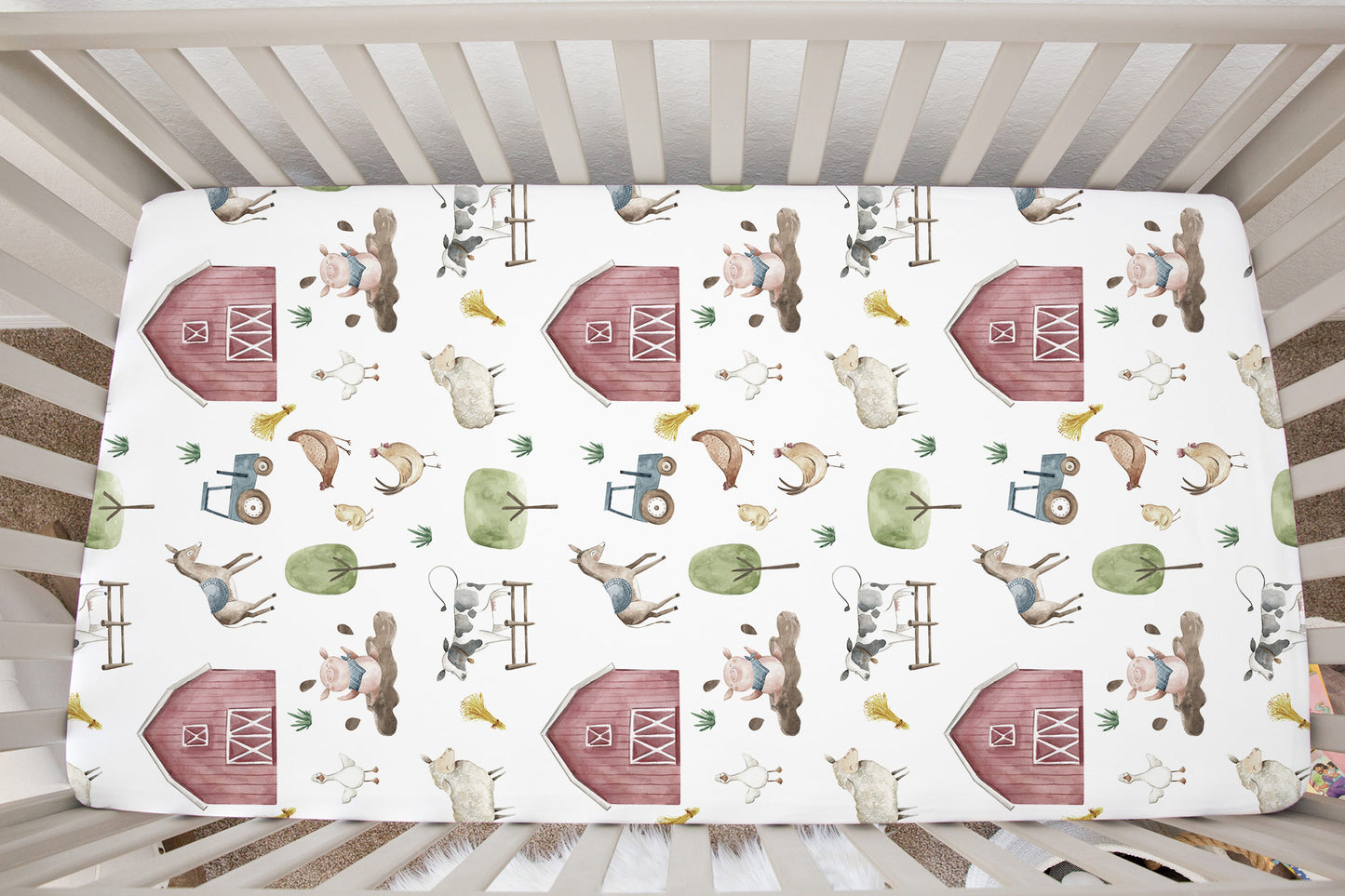 Farm Crib Sheet | Barnyard Nursery Bedding - The Farm