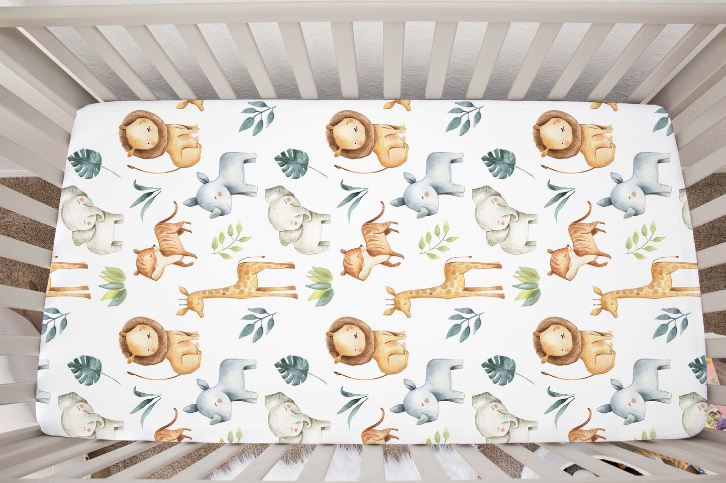 Safari Animals Crib Sheet, Jungle Nursery Bedding - Baby Africa