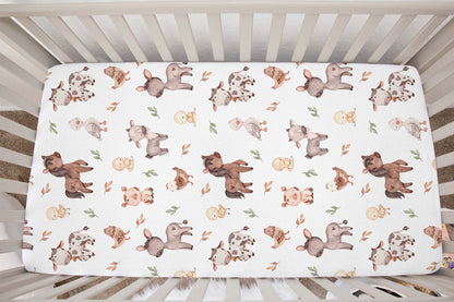 Farm Animals Crib Sheet, Farm Nursery Bedding - Lovely Farm