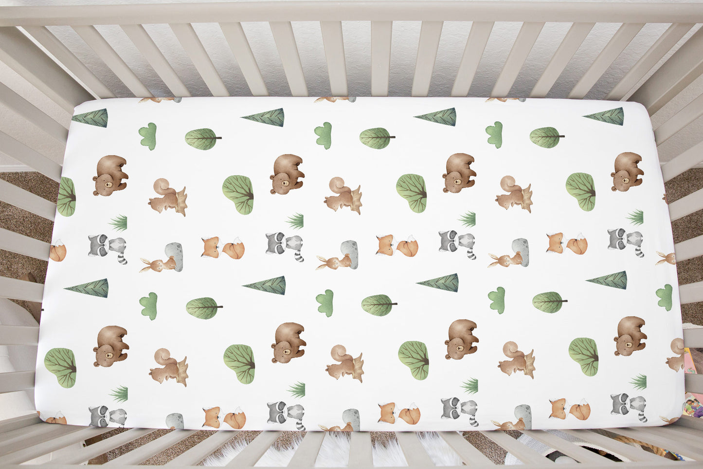 Baby Woodland Crib Sheet, Woodland Nursery Bedding- Tiny Woodland