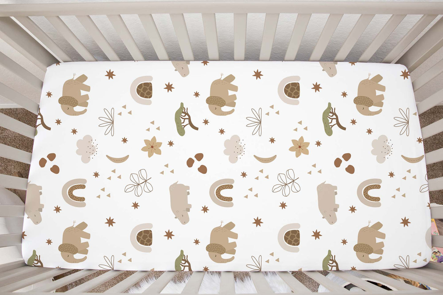 Safari Crib Sheet, Boho Nursery Bedding- Modern Safari