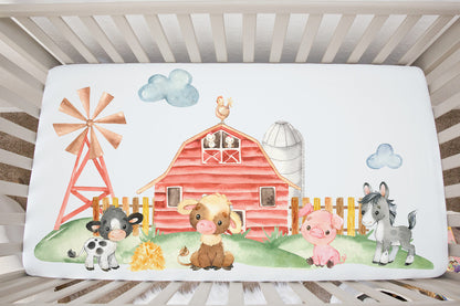 Farm Minky Crib Sheet, Barnyard Nursery Bedding - Farm Babies