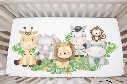 Safari Fitted Crib Sheet, Jungle Nursery Bedding - Safari Explorer