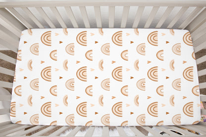 Earthy Rainbow Minky Crib Sheet, Hearts Rainbow Nursery Bedding- Earthy Rainbow