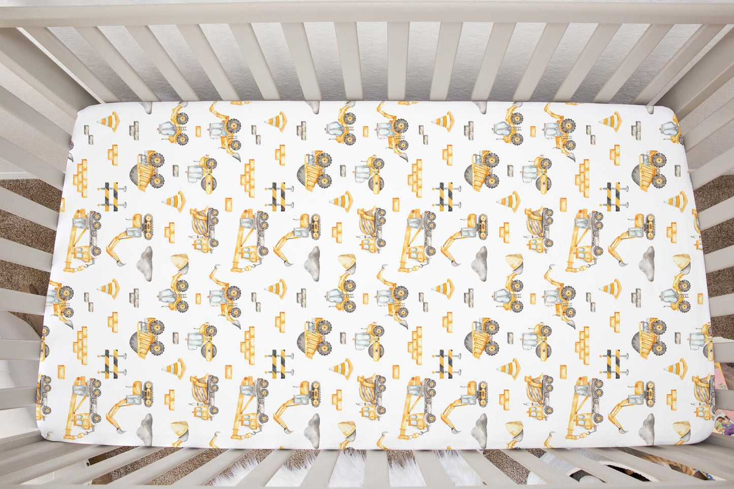 Construction Crib Sheet, Construction trucks Nursery Bedding - Under construction