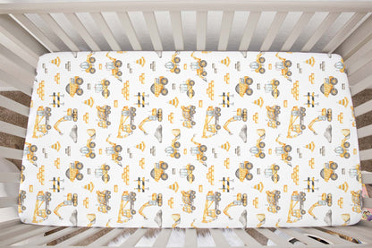 Construction Crib Sheet, Construction trucks Nursery Bedding - Under construction