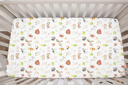 Farm Crib Sheet, Farm animals Nursery Bedding - Oliver's Ranch