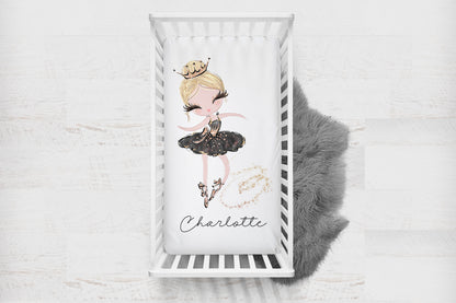 Ballerina Personalized Crib Sheet, Ballet Nursery Bedding - Sweet Ballet