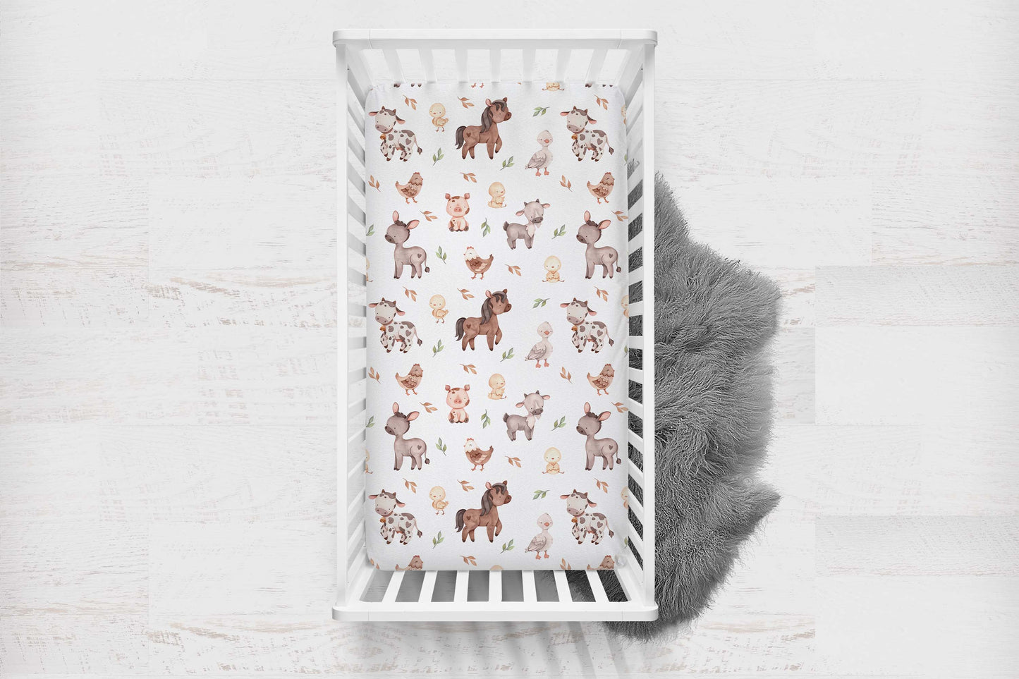 Farm Animals Crib Sheet, Farm Nursery Bedding - Lovely Farm