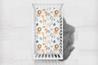 Safari Animals Crib Sheet, Jungle Nursery Bedding - Baby Africa