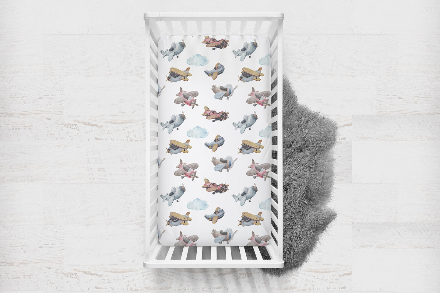 Airplanes Crib Sheet, Aviation Nursery Bedding- Little Aviator