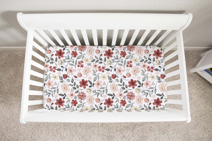 Peonies Crib Sheet, Floral Nursery Bedding- Peonies Garden