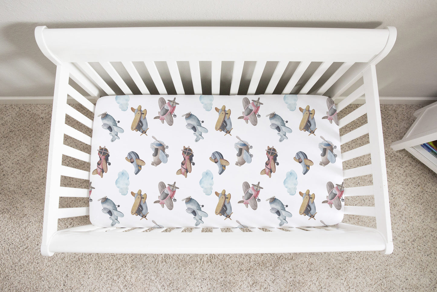 Airplanes Crib Sheet, Aviation Nursery Bedding- Little Aviator