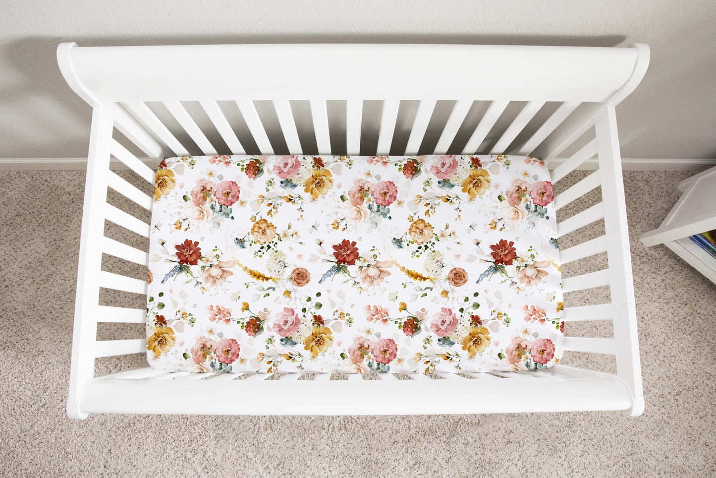 Floral Garden Crib Sheet, Wildflowers Nursery Bedding- Vintage Garden