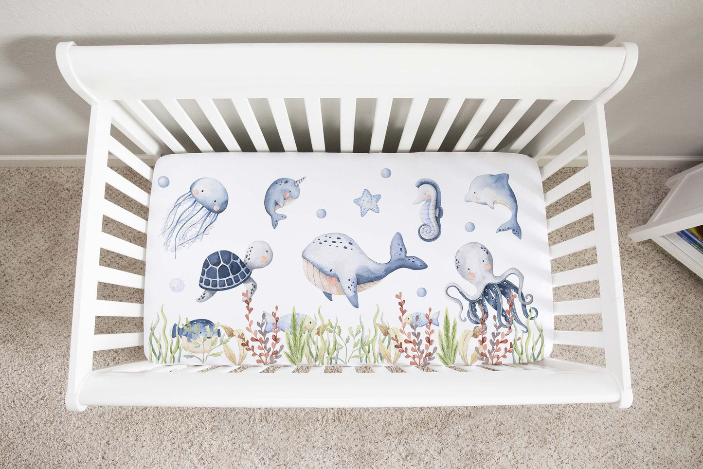 Under the sea Crib Sheet, Ocean animals Nursery Bedding- Little Ocean