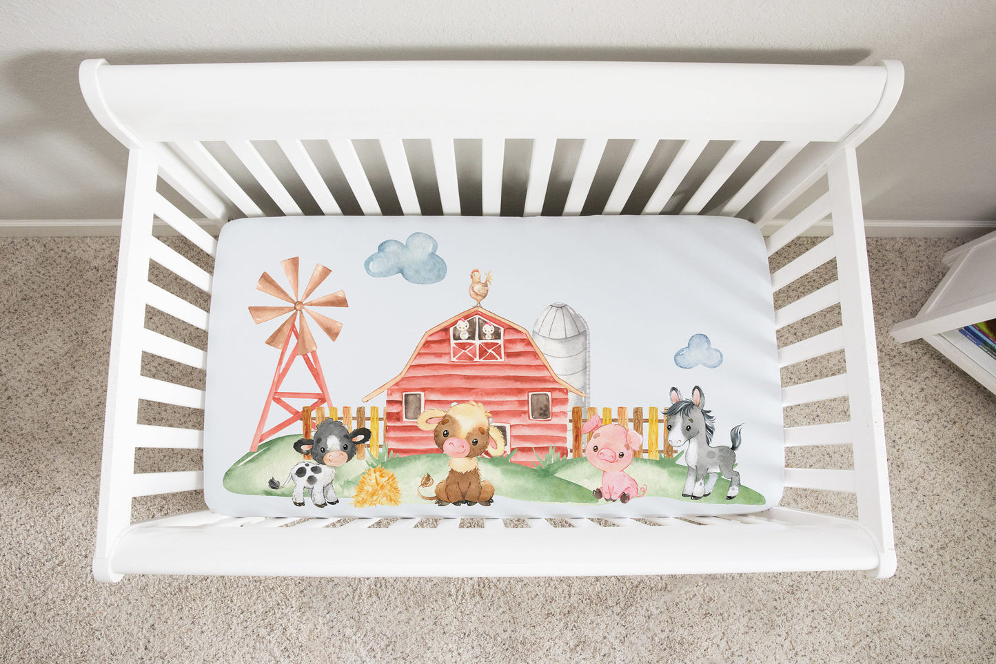 Farm Minky Crib Sheet, Barnyard Nursery Bedding - Farm Babies