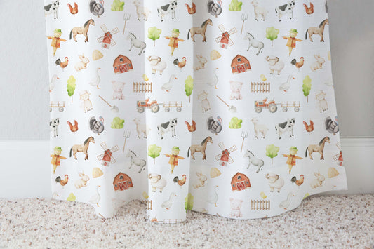 Farm Curtain, Single Panel, Farm nursery decor - Oliver's Ranch