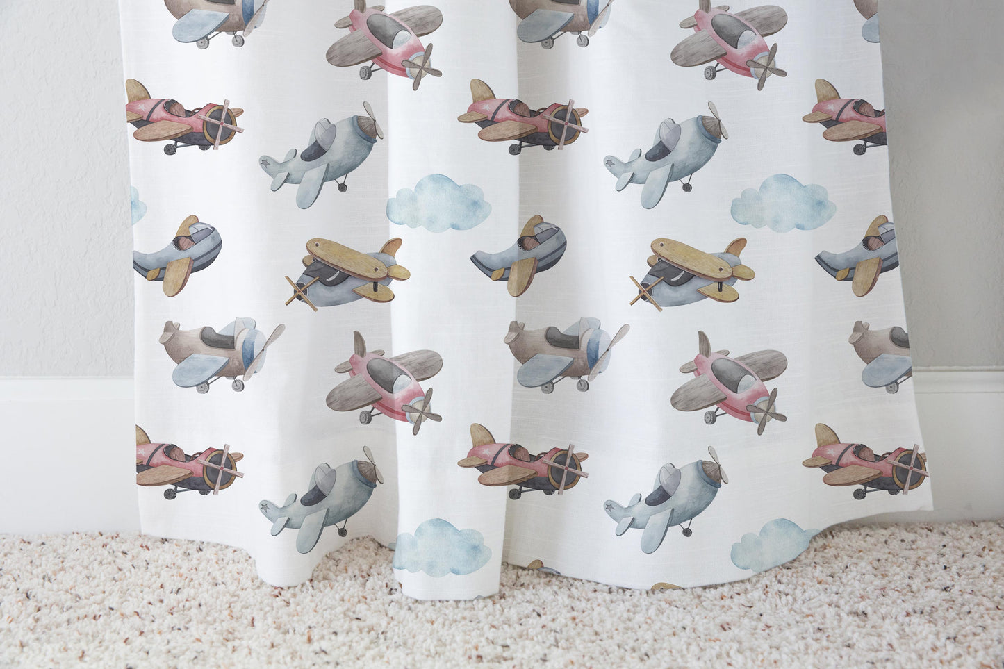 Airplanes Curtain single panel, Airplanes Nursery Bedding - Little Aviator