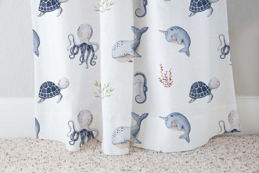 Under the Sea Nursery Curtains Single Panel | Sea Animals Nursery Decor - Little Ocean