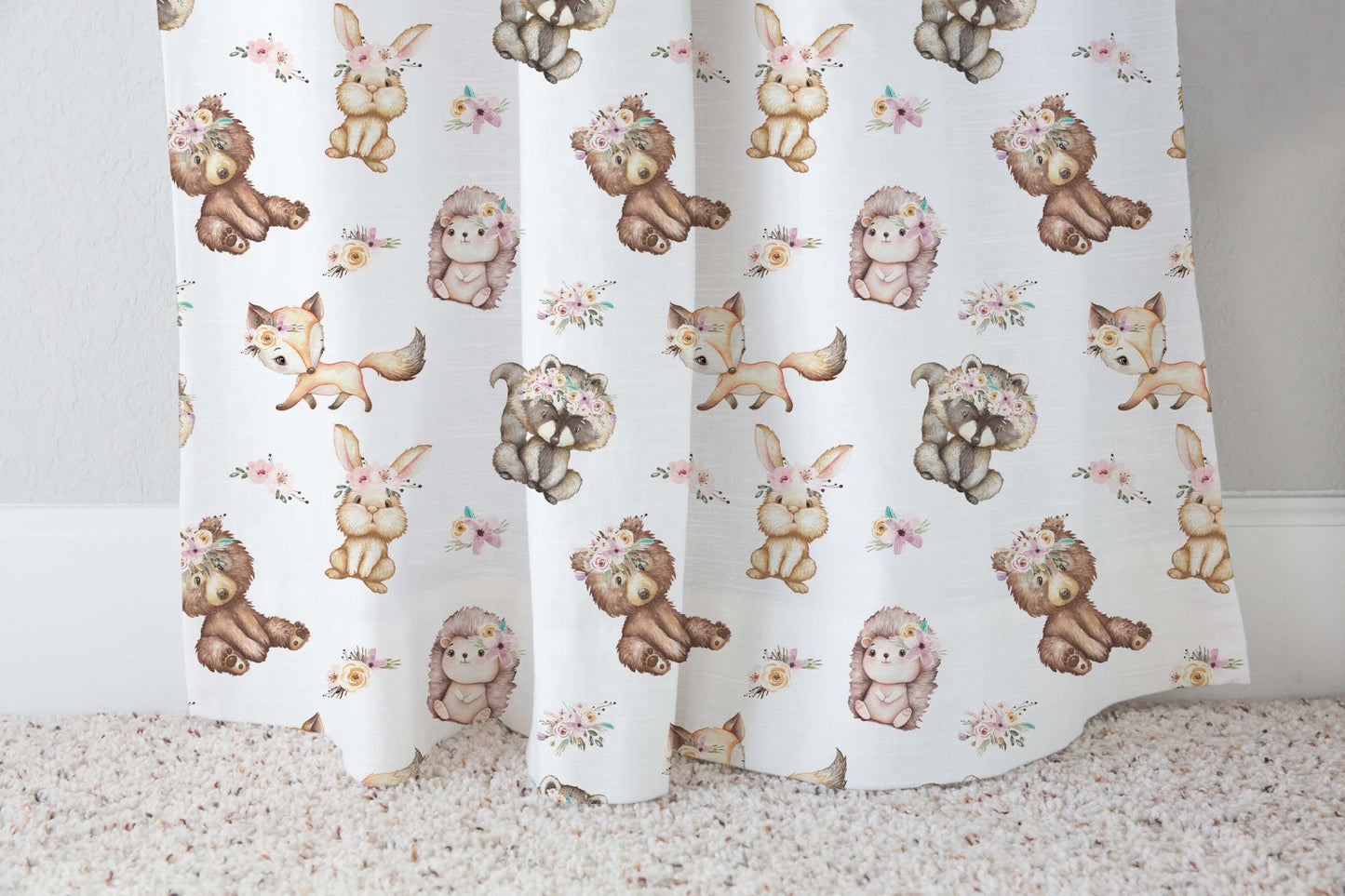 Girl Woodland Animals Curtains. Forest Nursery Decor - Forest Friends