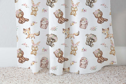 Girl Woodland Animals Curtains. Forest Nursery Decor - Forest Friends