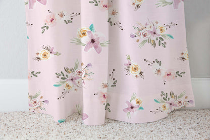 Pink Floral Curtains, Floral Nursery Decor - Forest Friends