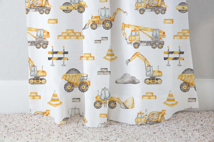 Construction truck curtain single panel, Construction nursery decor - Under Construction