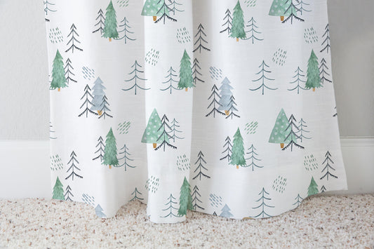 Scandinavian Pine Trees Curtains, Forest Nursery Decor - Scandi Woodland