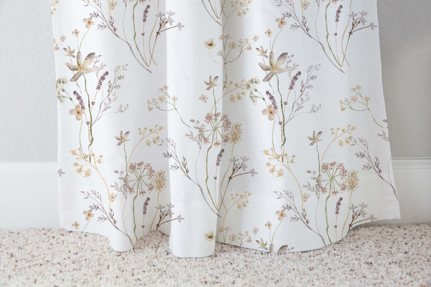 Cream Wildflower curtains, Wild Flowers Nursery Decor - Mustard Wildflowers