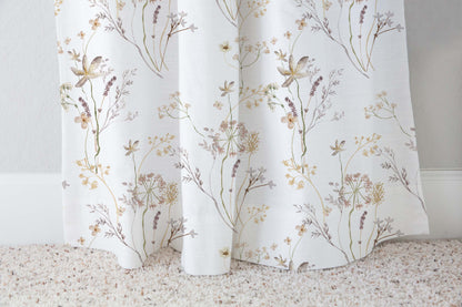 Cream Wildflower curtains, Wild Flowers Nursery Decor - Mustard Wildflowers