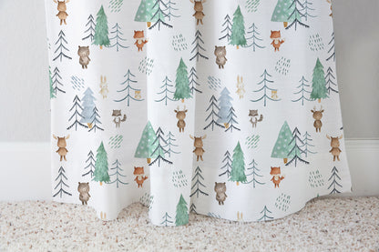 Woodland Curtain Single Panel, Forest Nursery Decor - Scandi Woodland