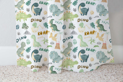 Dinosaur Curtain, Single Panel, Dinosaur nursery decor - Prehistoric Friends