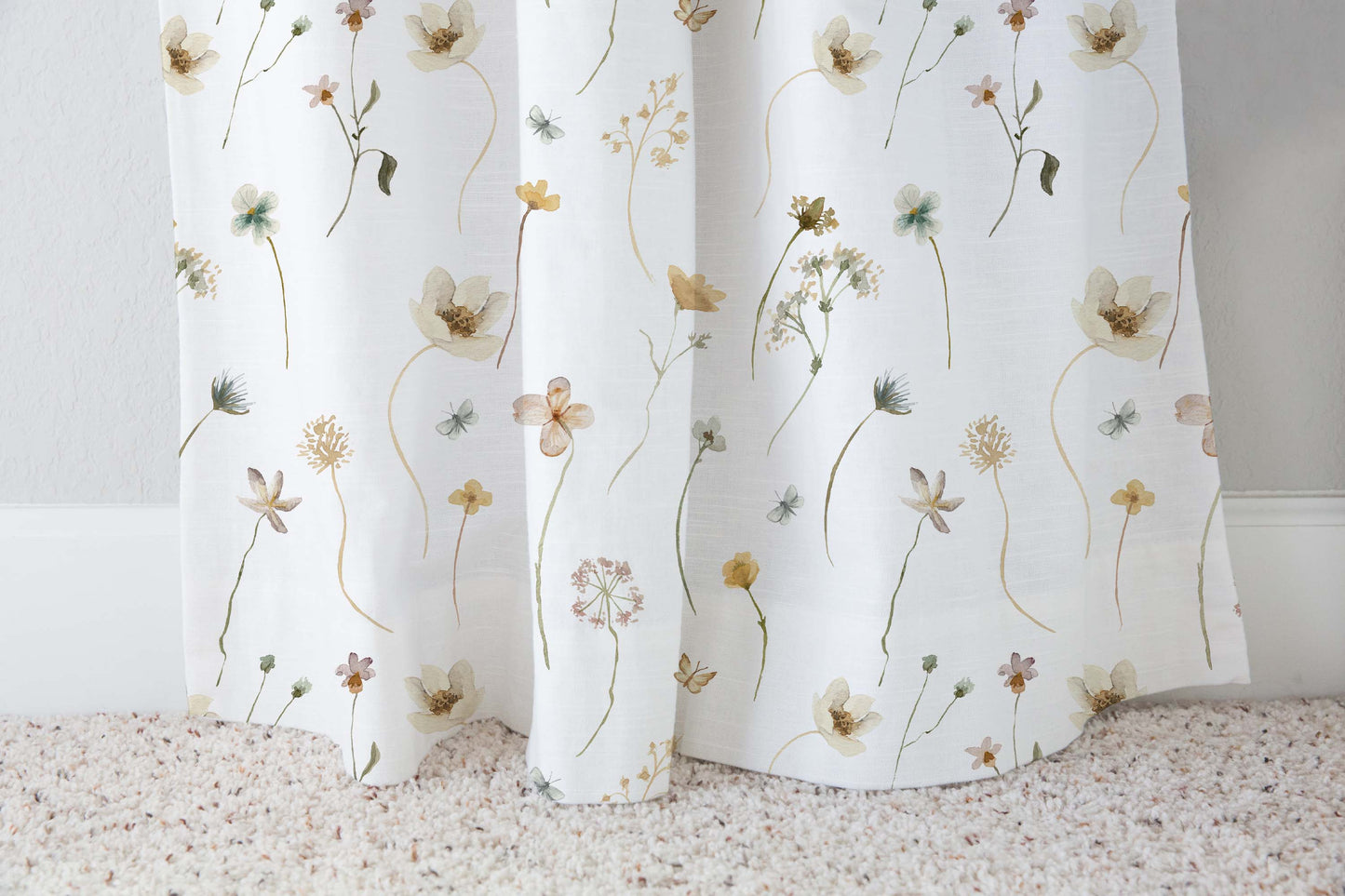 Wildflower curtains, Wild Flowers Nursery Decor - Mustard Wildflowers