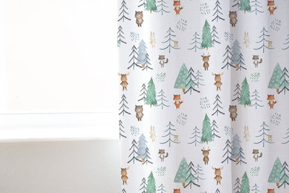 Woodland Curtain Single Panel, Forest Nursery Decor - Scandi Woodland