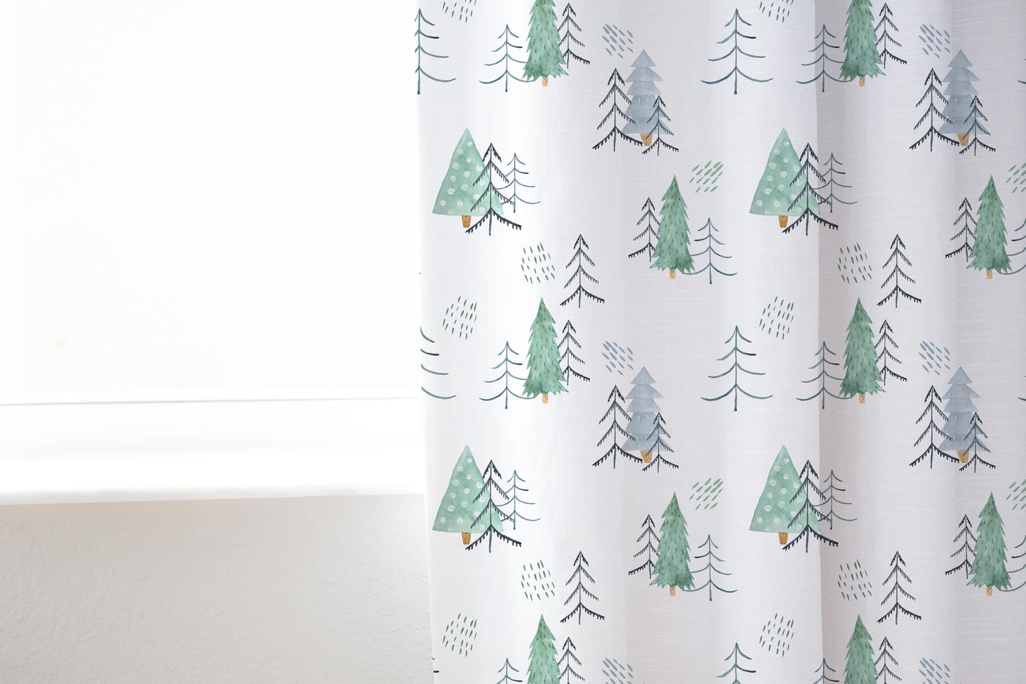 Scandinavian Pine Trees Curtains, Forest Nursery Decor - Scandi Woodland