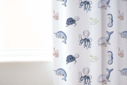 Under the Sea Nursery Curtains Single Panel | Sea Animals Nursery Decor - Little Ocean