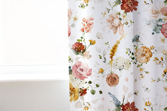 Garden Floral Curtain Single Panel, Wilflowers Nursery Decor - Vintage Garden