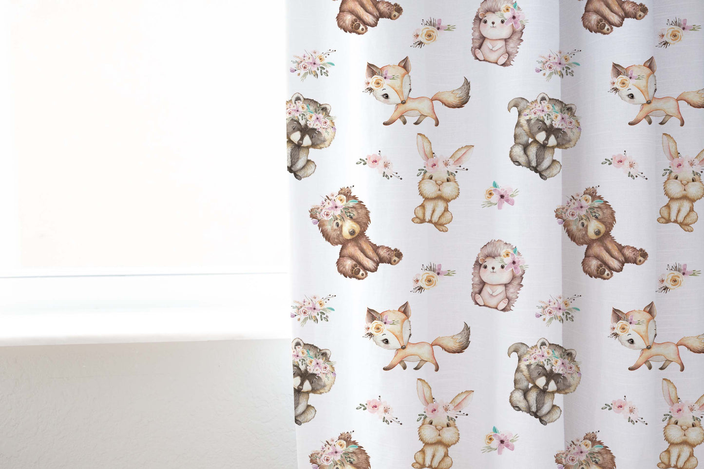 Girl Woodland Animals Curtains. Forest Nursery Decor - Forest Friends