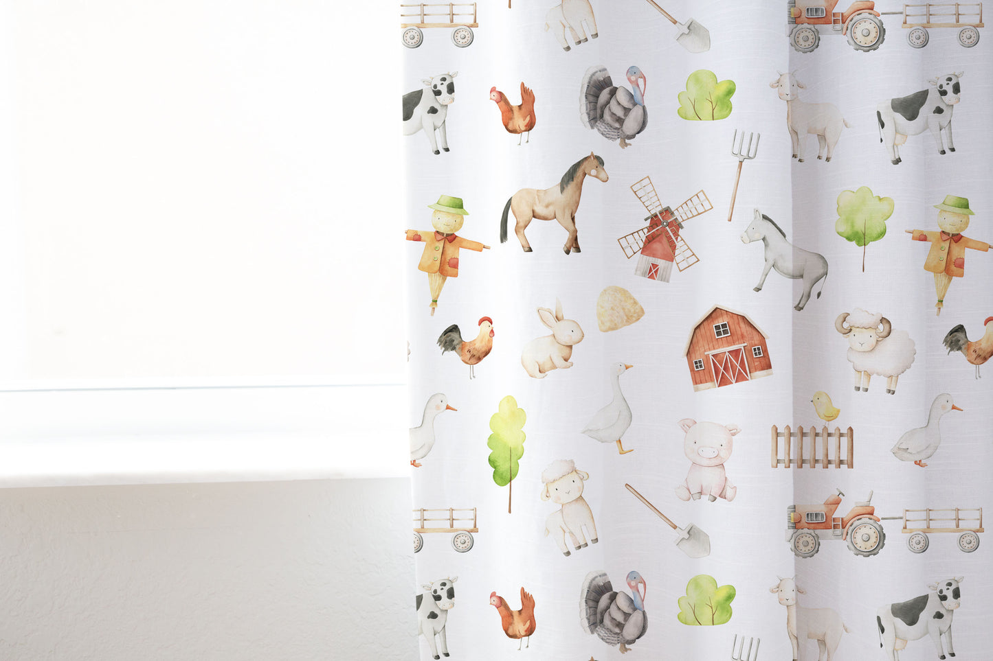 Farm Curtain, Single Panel, Farm nursery decor - Oliver's Ranch