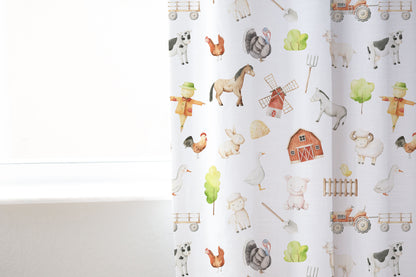 Farm Curtain, Single Panel, Farm nursery decor - Oliver's Ranch